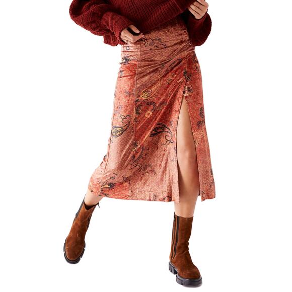 Free People Romano Midi Skirt - XS - Burnt Combo - Picture 1 of 8